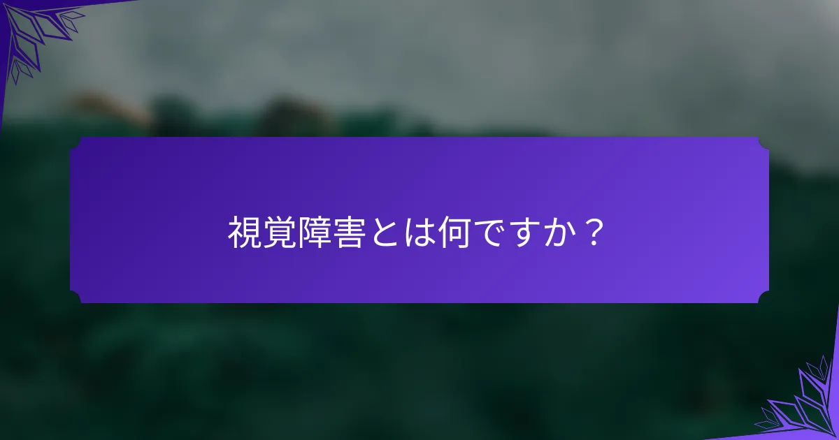 視覚障害とは何ですか？